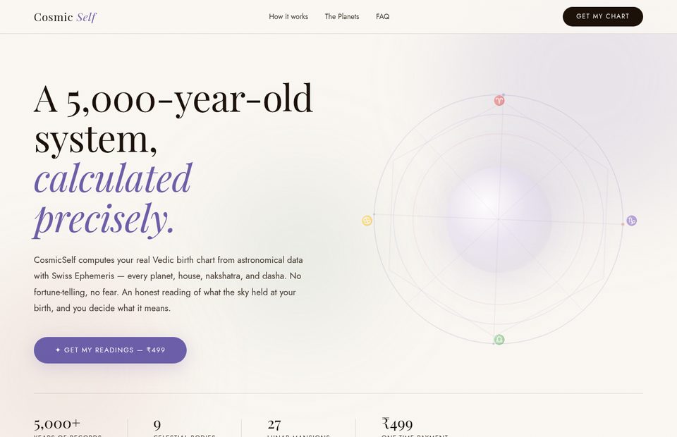 Cosmic Self astrology dashboard screenshot