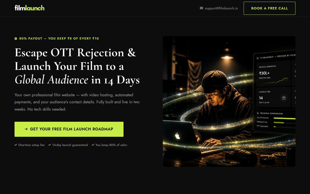 FilmLaunch filmmaker distribution platform screenshot
