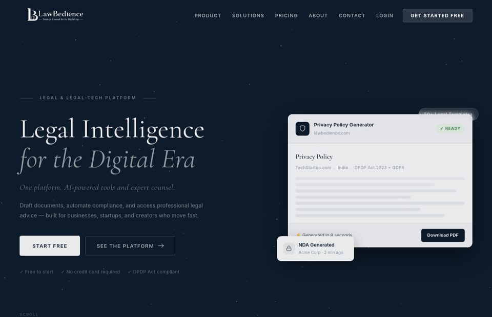 Lawbedience legal website screenshot